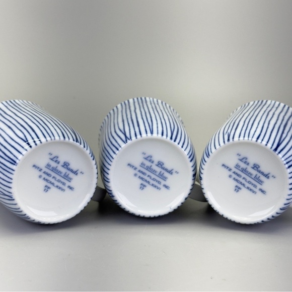 Vintage Fitz and Floyd Les Bands Porcelain
Blue and White Striped Mugs - Picture 8 of 10